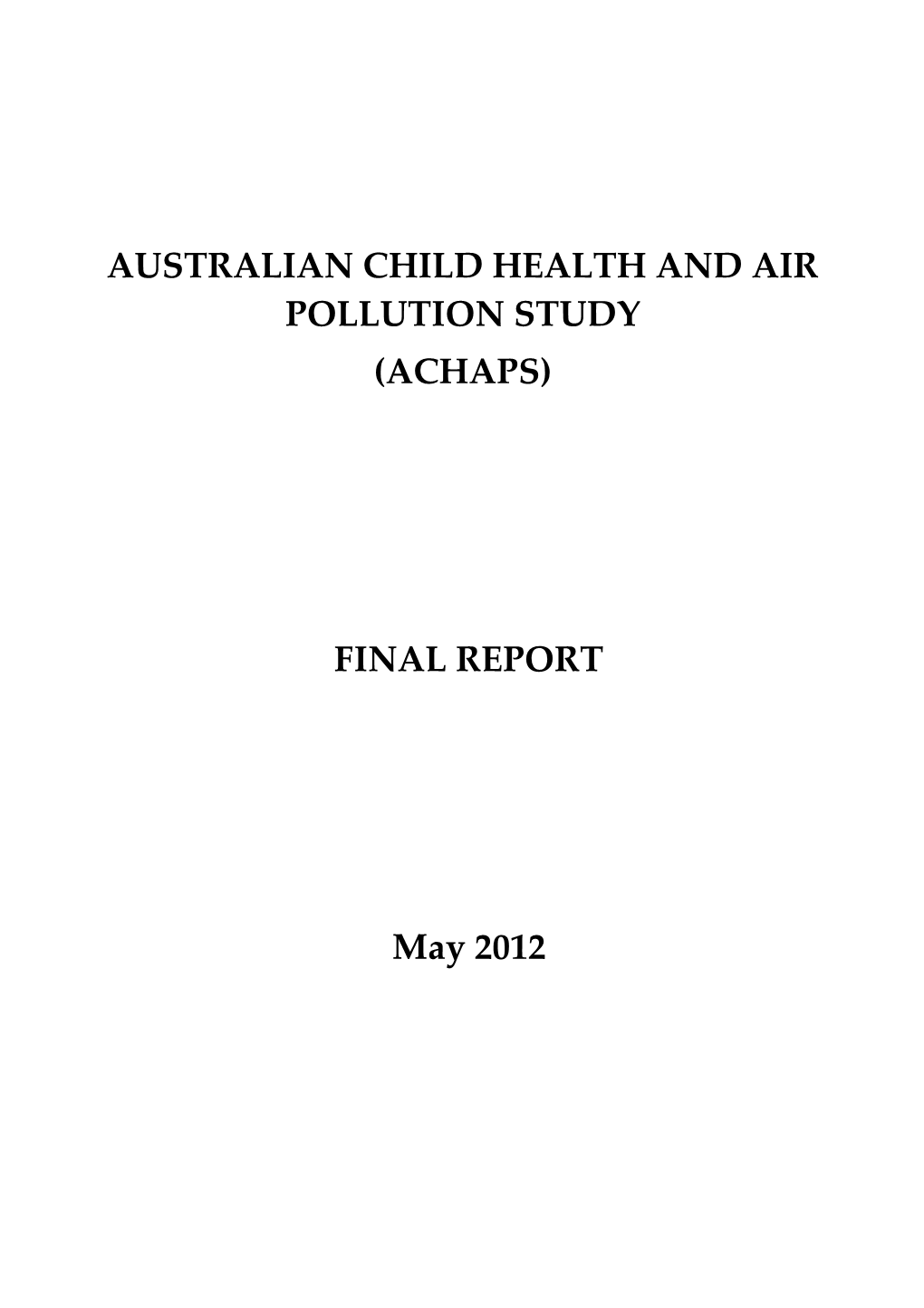 Australian Child Health and Air Pollution Study