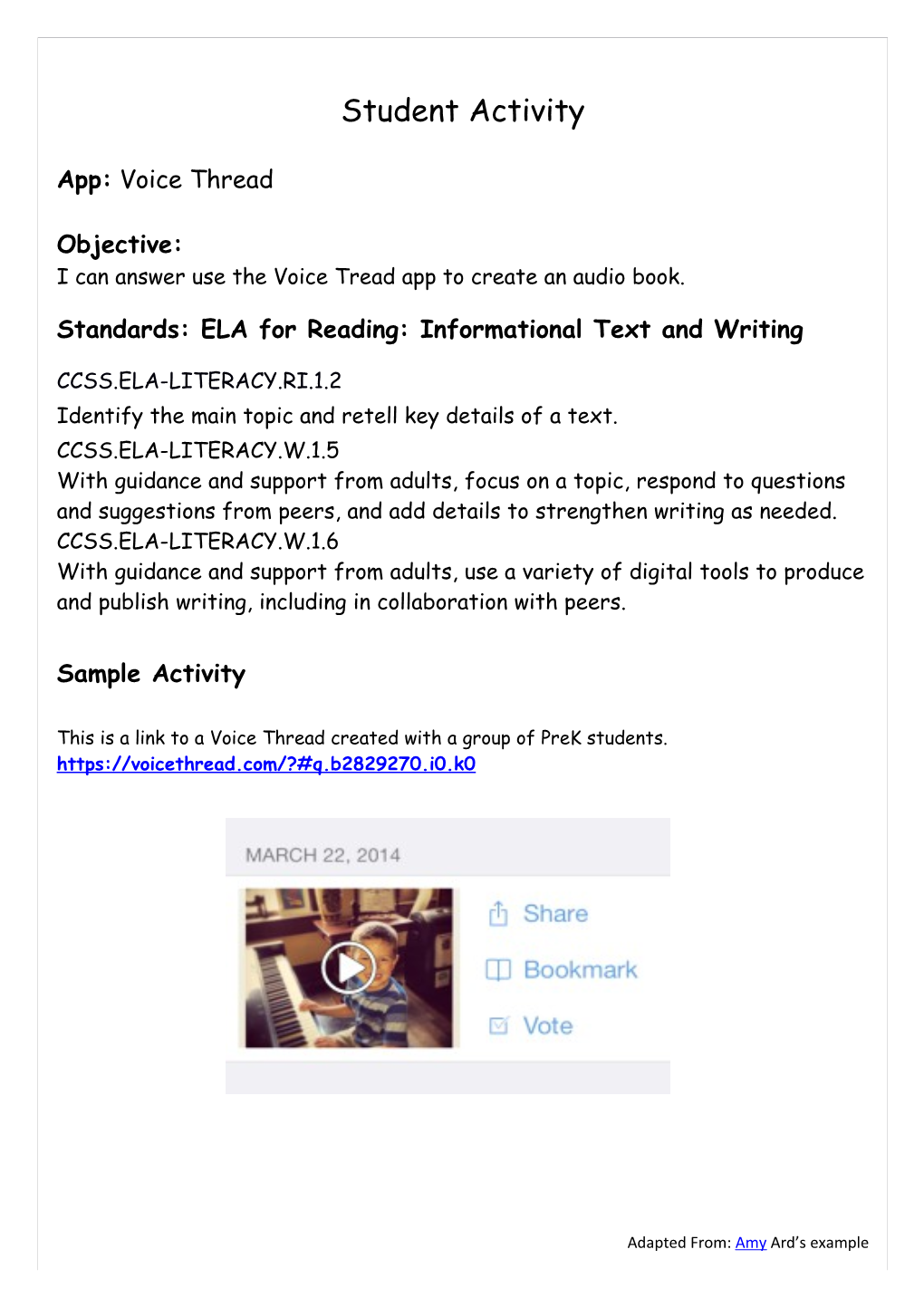 Standards: ELA for Reading: Informational Text and Writing