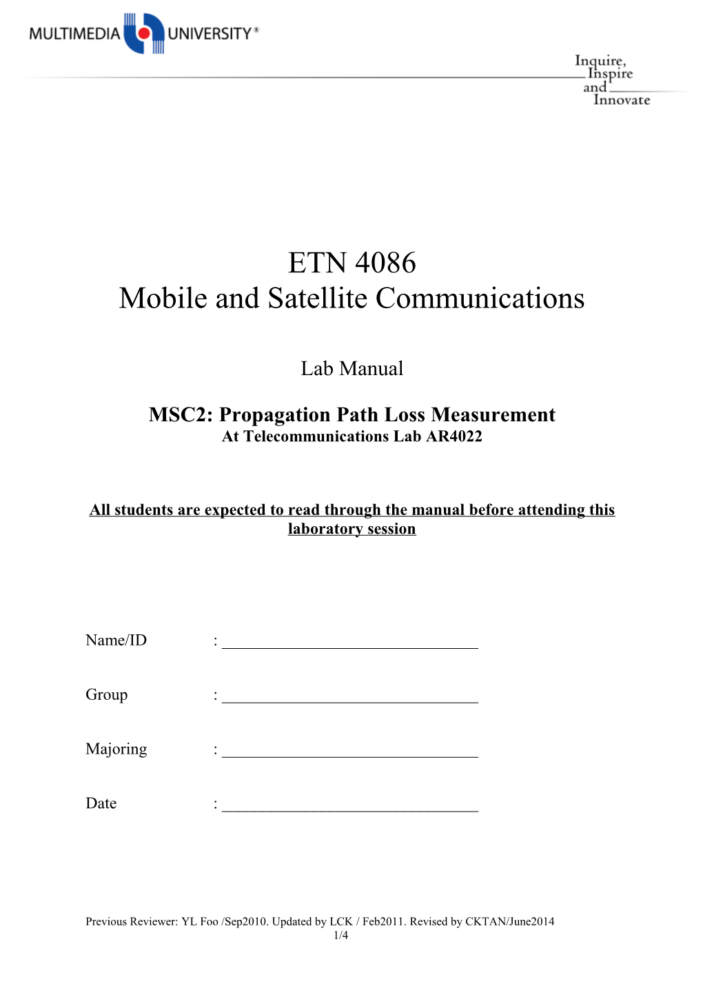 MSC2: Propagation Path Loss Measurement