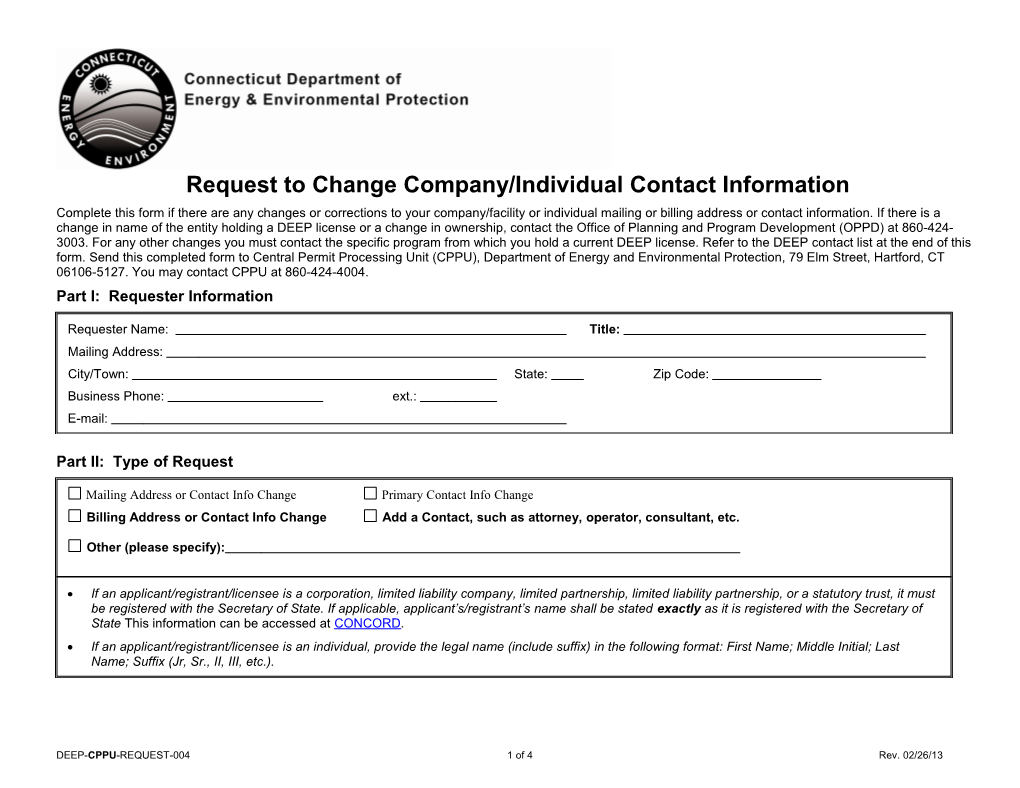 Company/Individual Information Change Request Form