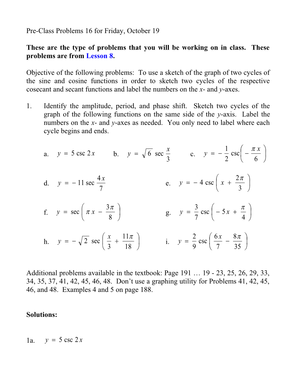 Pre-Class Problems16 for Friday, October19