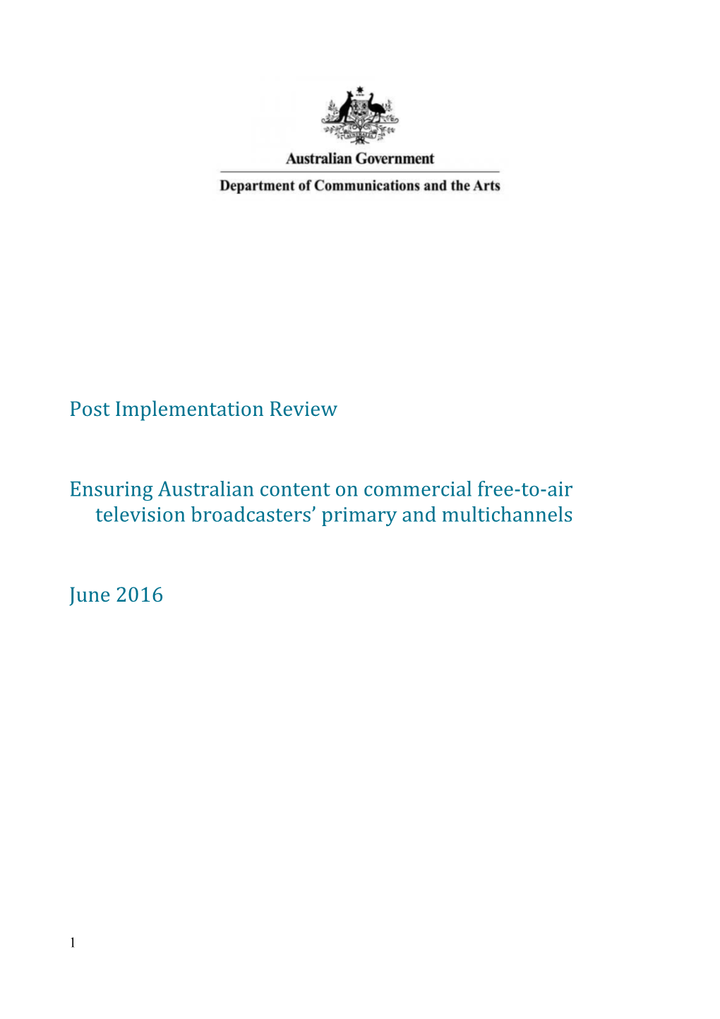 Ensuring Australian Content on Commercial Free-To-Air Television Broadcasters Primary And