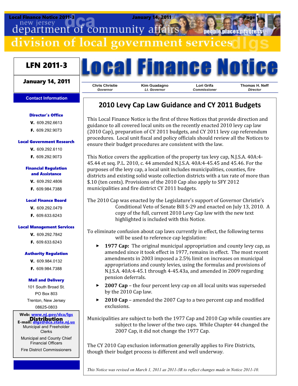 Local Finance Notice 2011-1 January 5, 2011Page 1