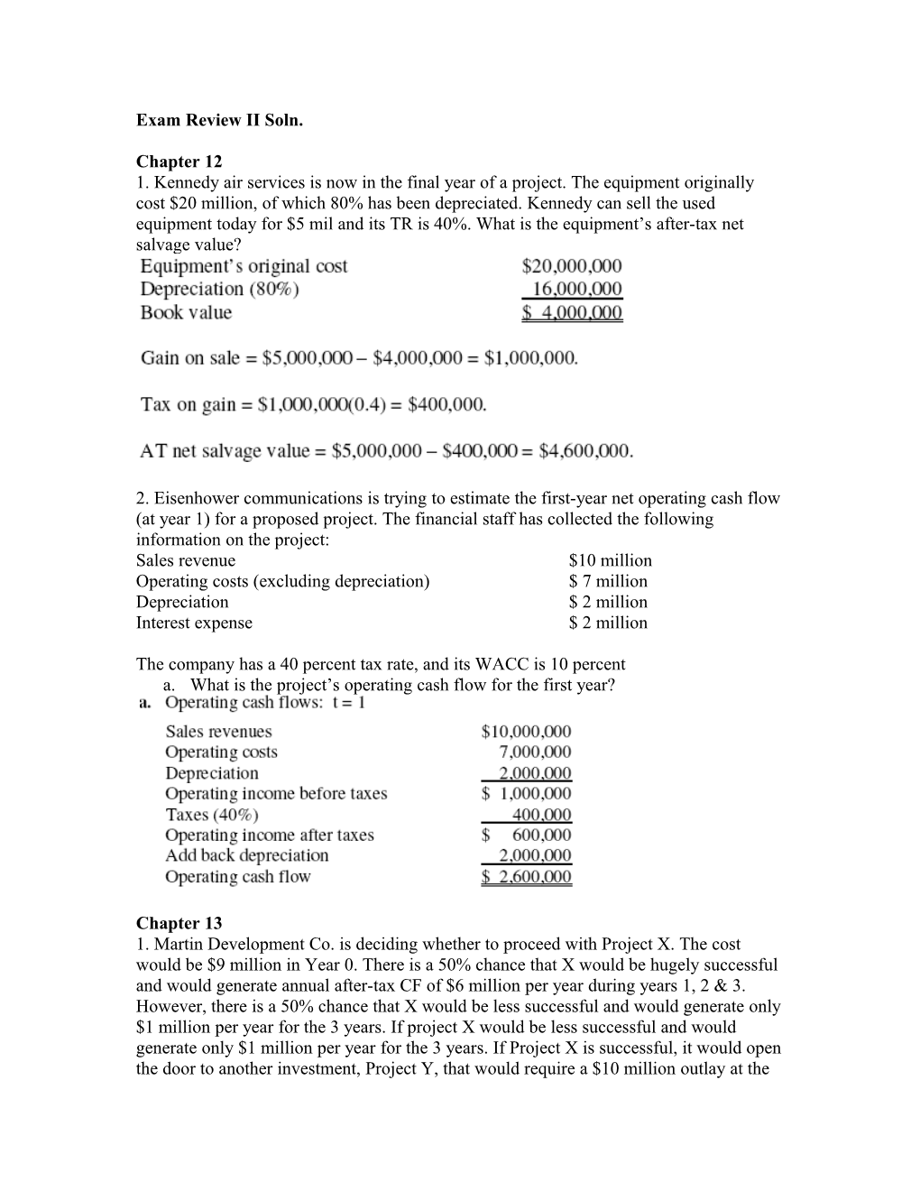 Exam Review II Soln