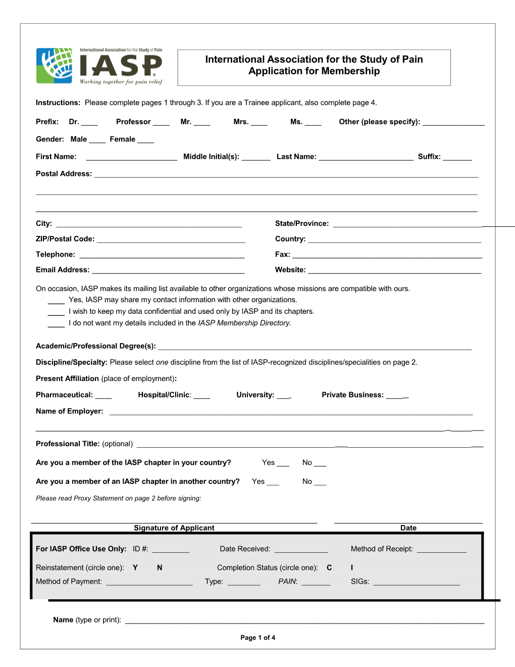 IASP Dues Payment Form