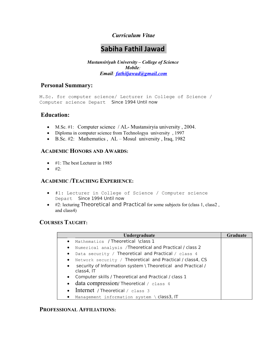 Curriculum Vitae s479