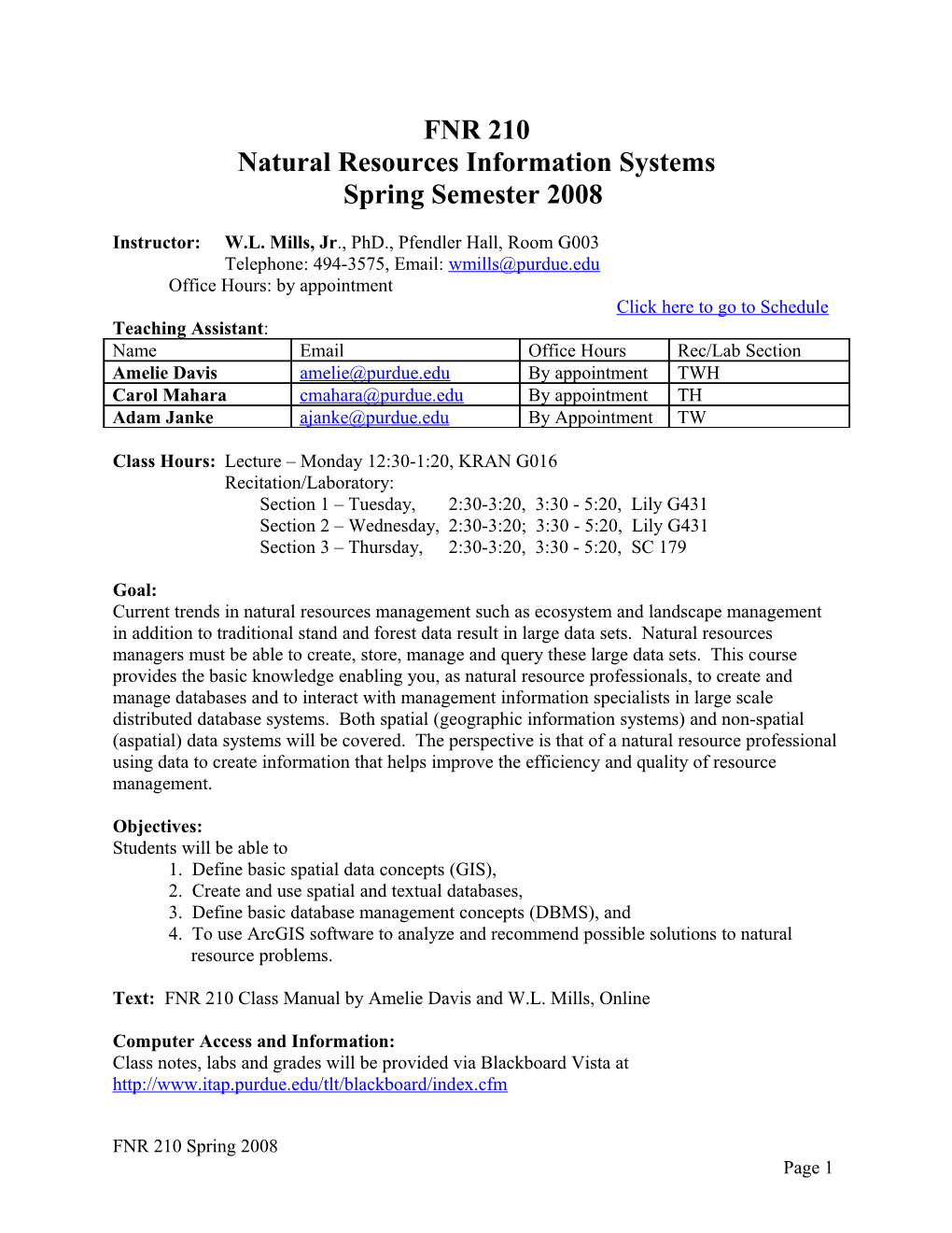 FNR 2Xx Natural Resources Information Management
