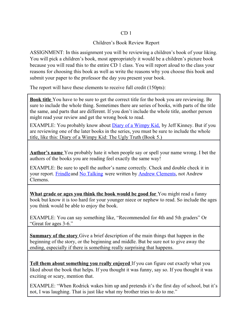 Children S Book Review Report