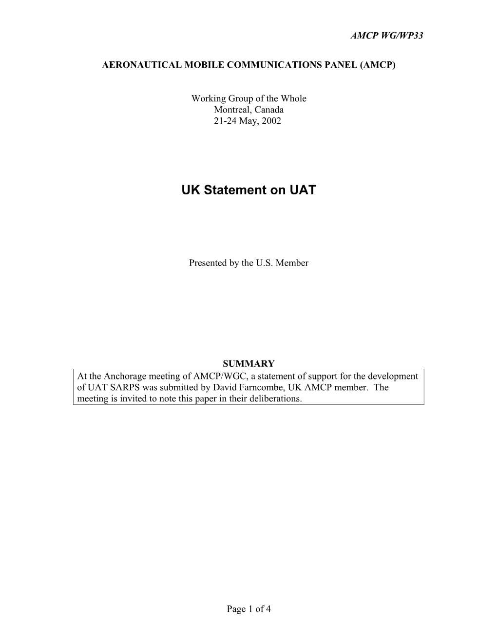 UK Statement on UAT