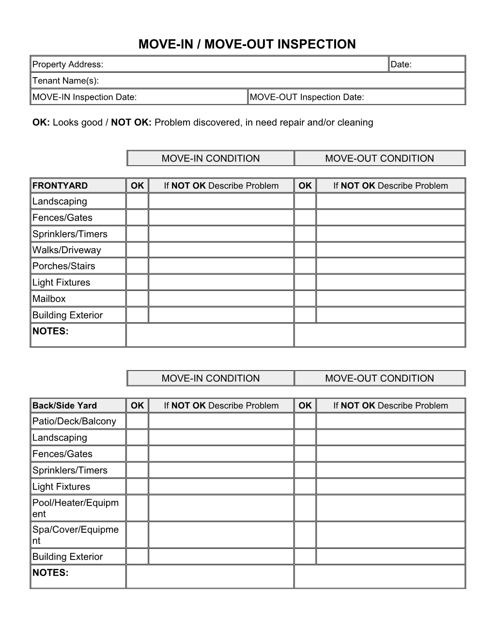 Move-In/Move-Out Inspection