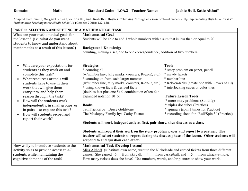 Thinking Through a Lesson Protocol (TTLP) Template s15