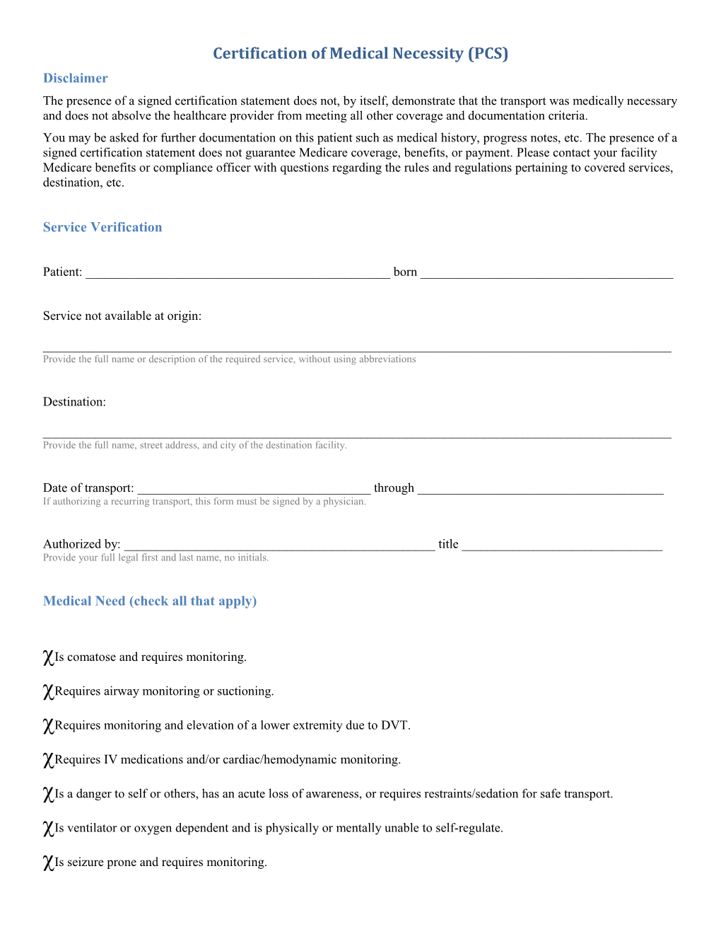 PCS Form - Angeltrack