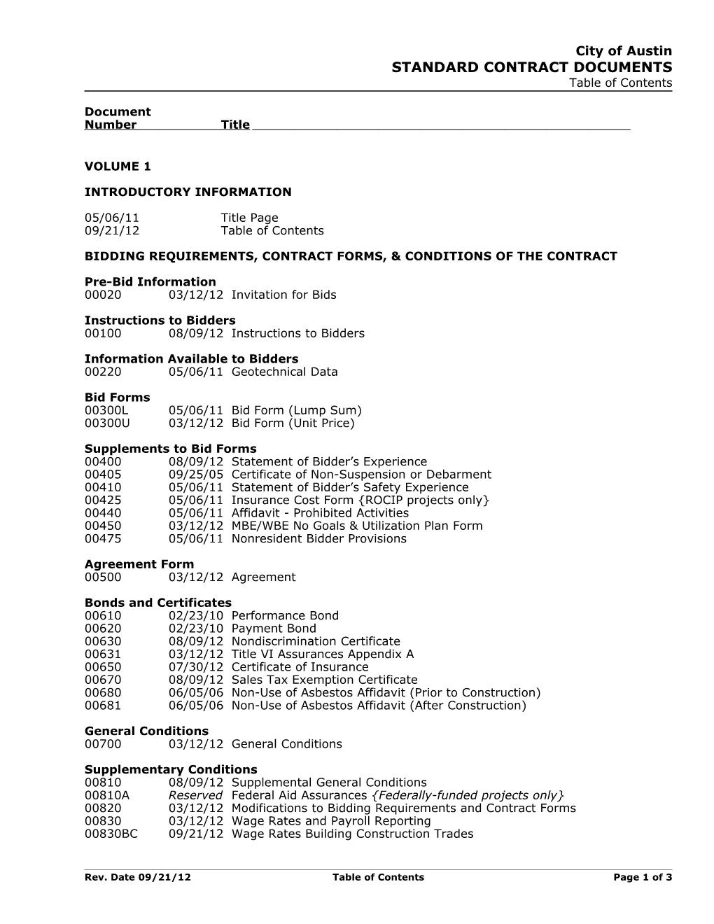 Bidding Requirements, Contract Forms and Conditions of the Contract