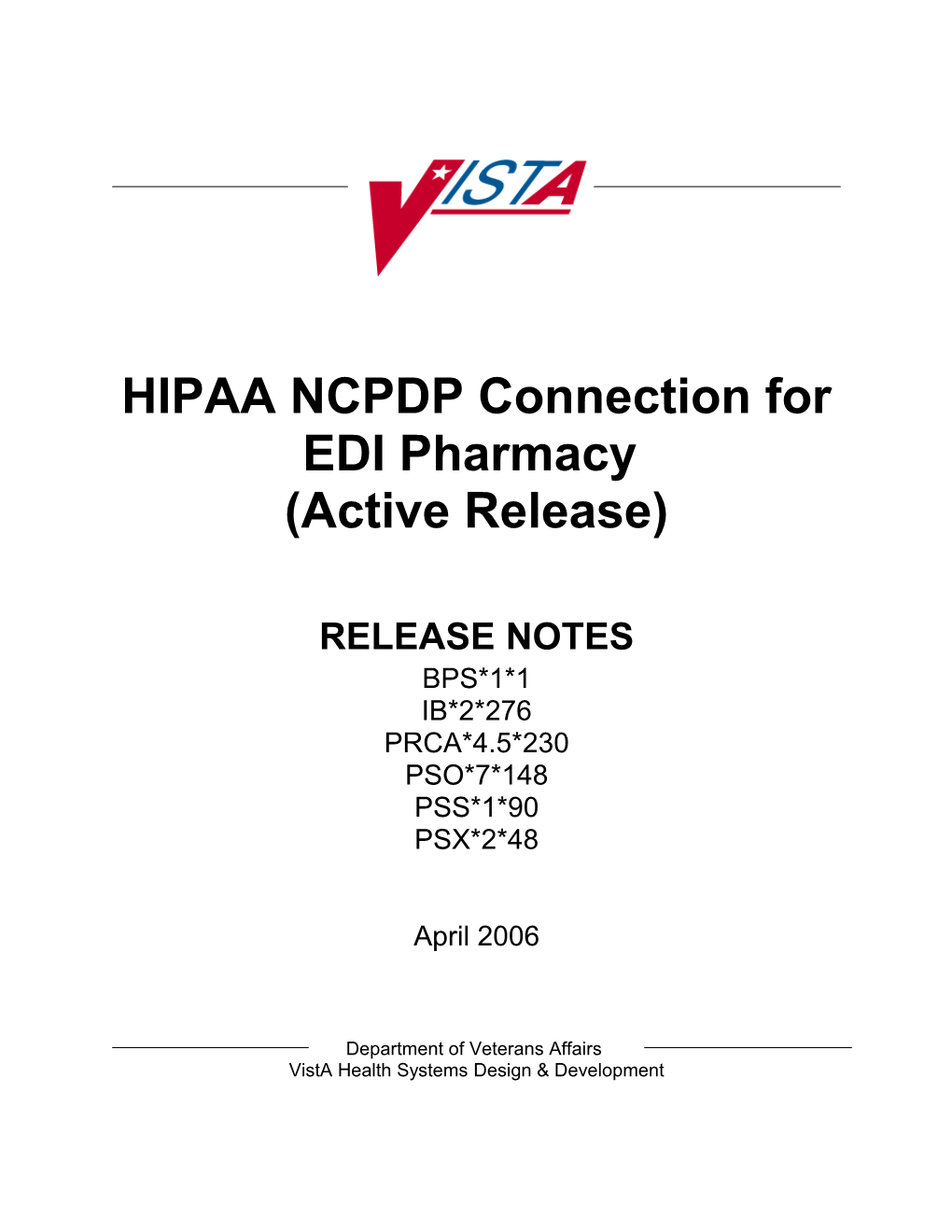HIPAA NCPDP Connection for EDI Pharmacy (Active Release)