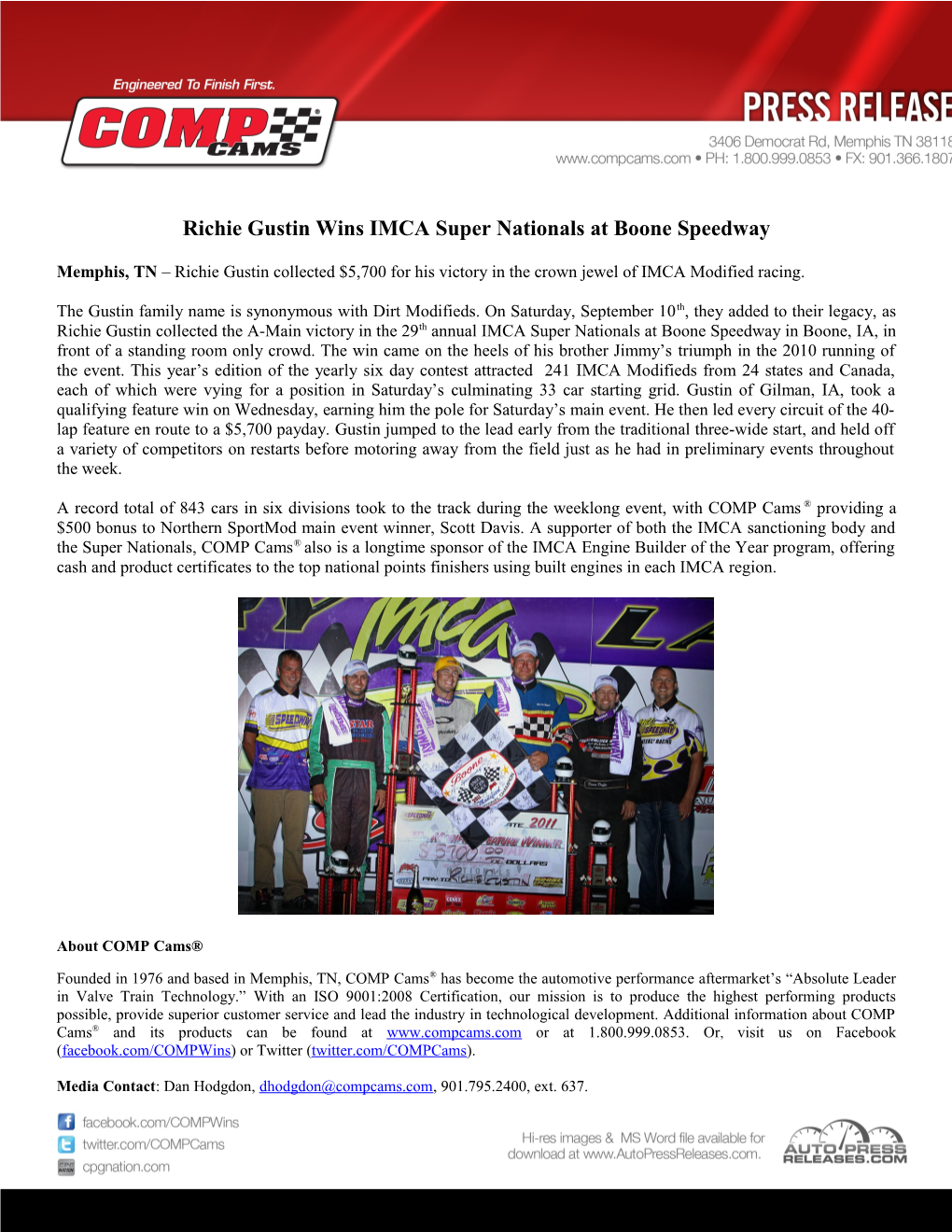 Richie Gustin Wins IMCA Super Nationals at Boone Speedway