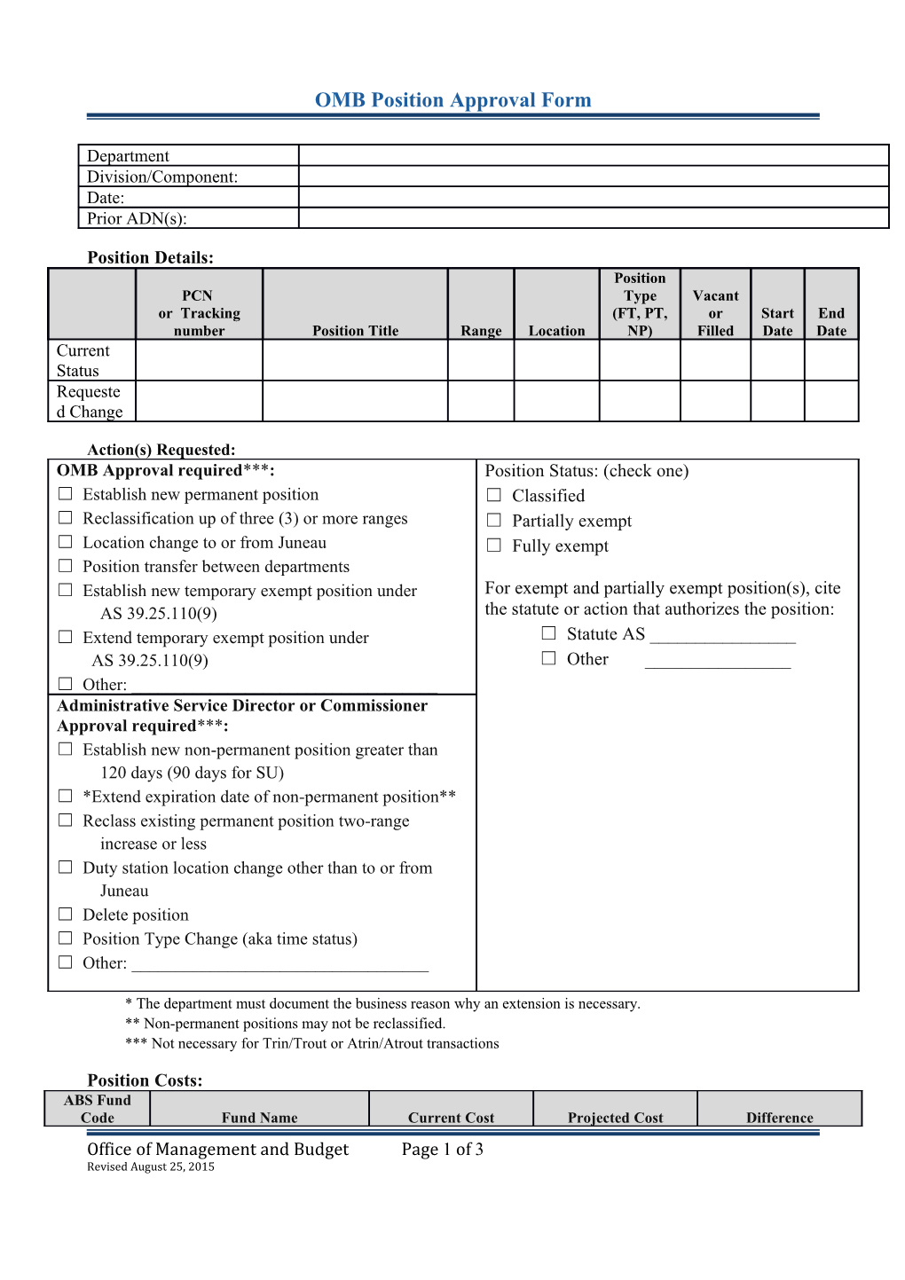 OMB Position Approval Form