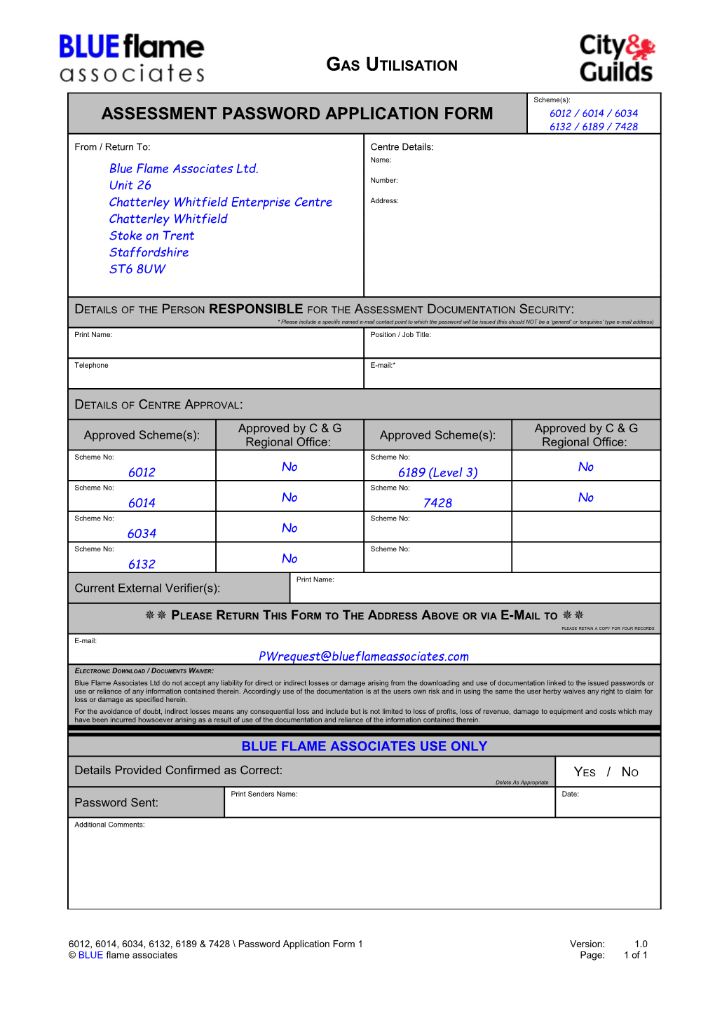 Password Application Form 1