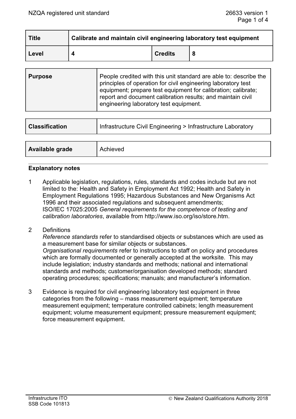 26633 Calibrate and Maintain Civil Engineering Laboratory Test Equipment