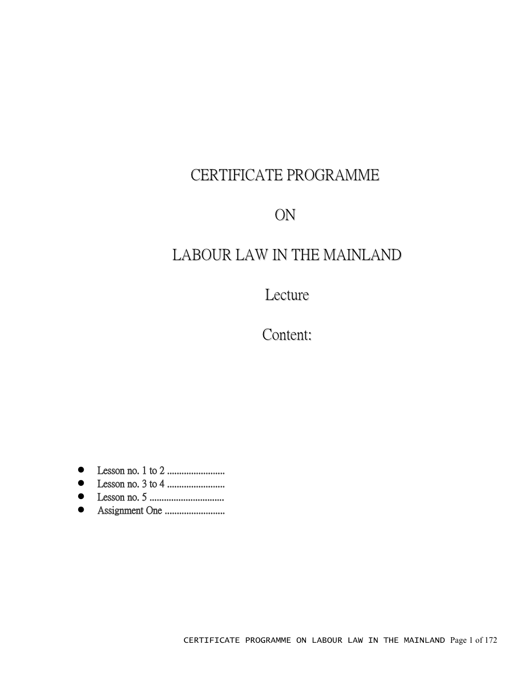 Labour Law in the Mainland