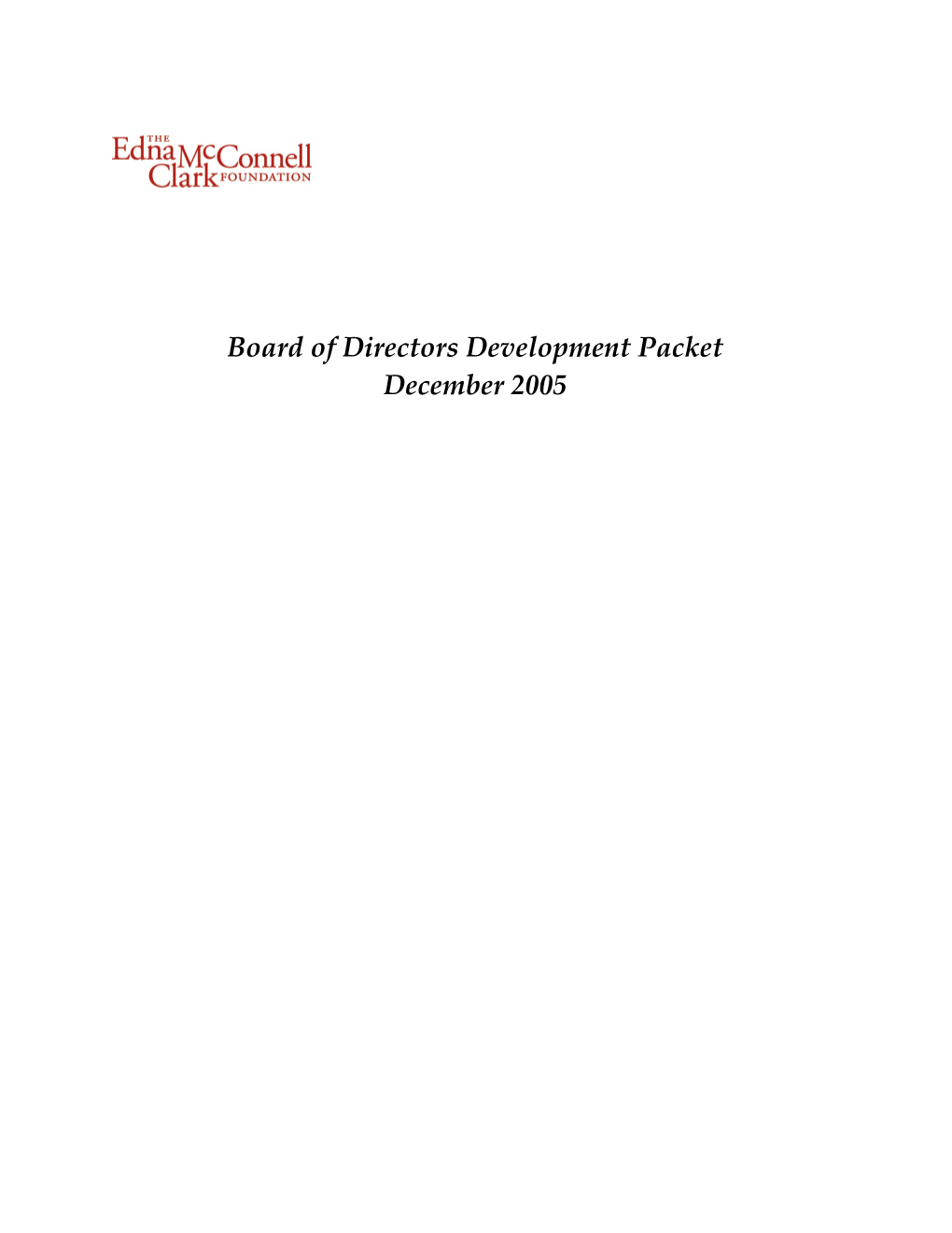 Board of Directors Development Packet