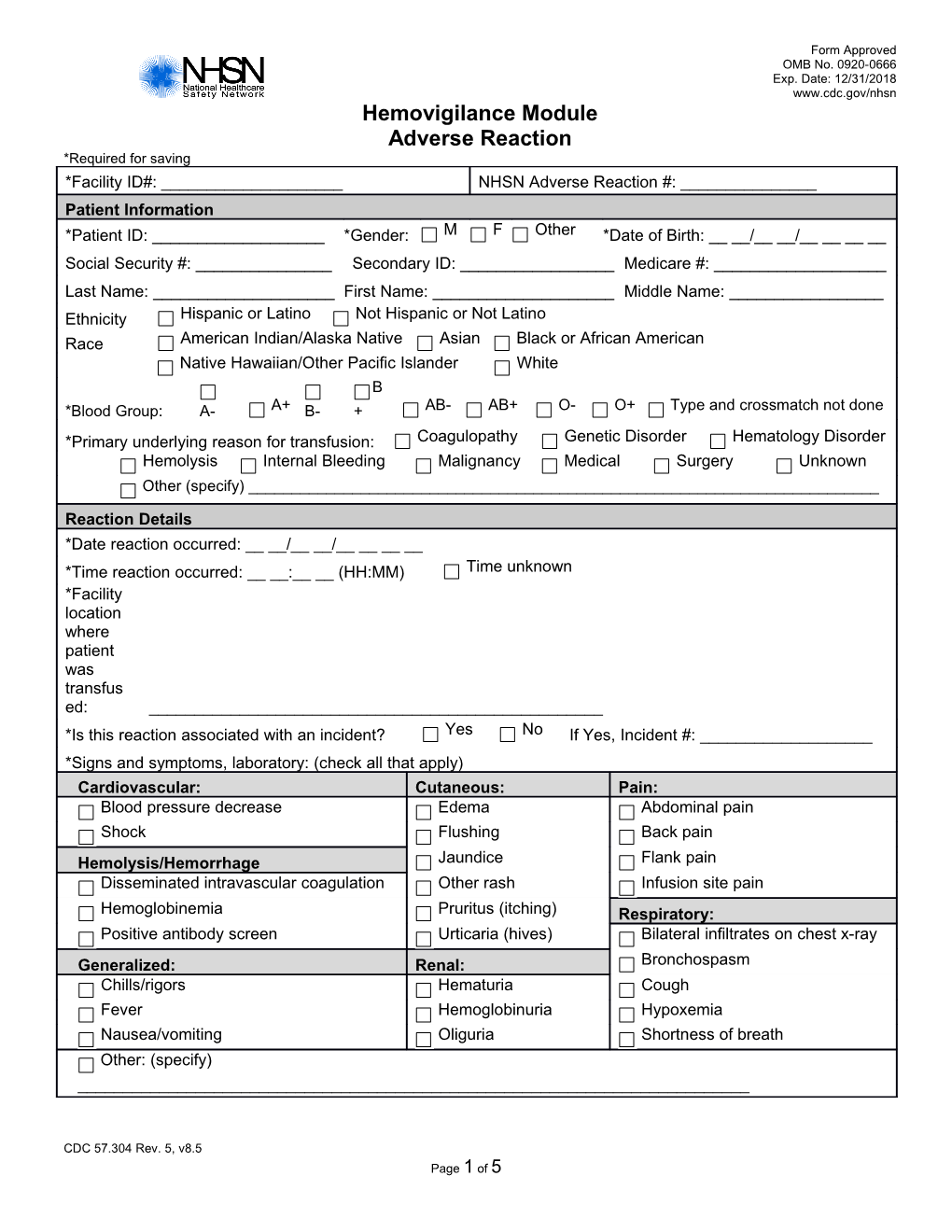 57.304 HV Adverse Reaction