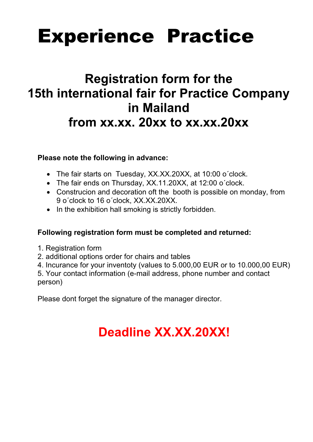 Registration Form Forthe