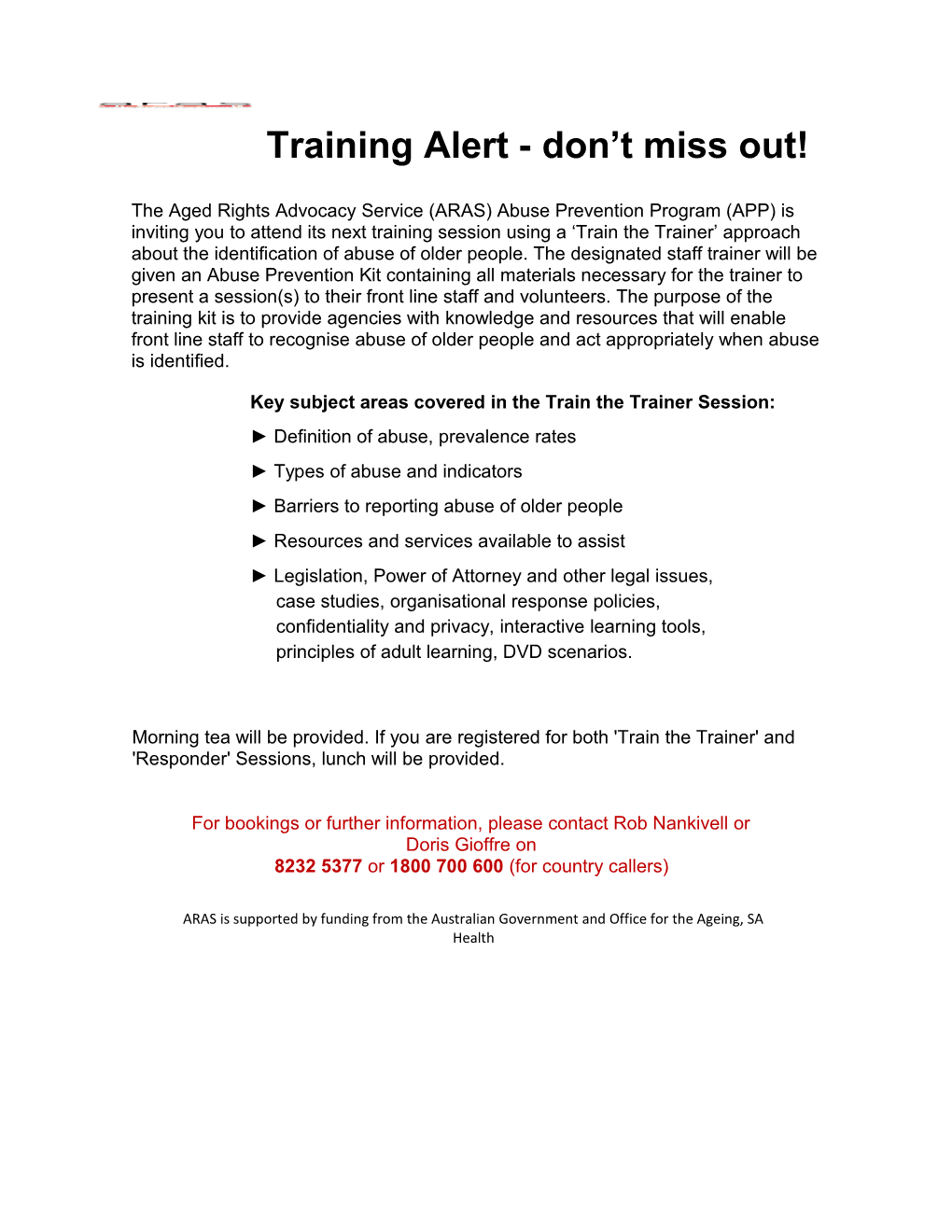 Training Alert - Don T Miss Out!