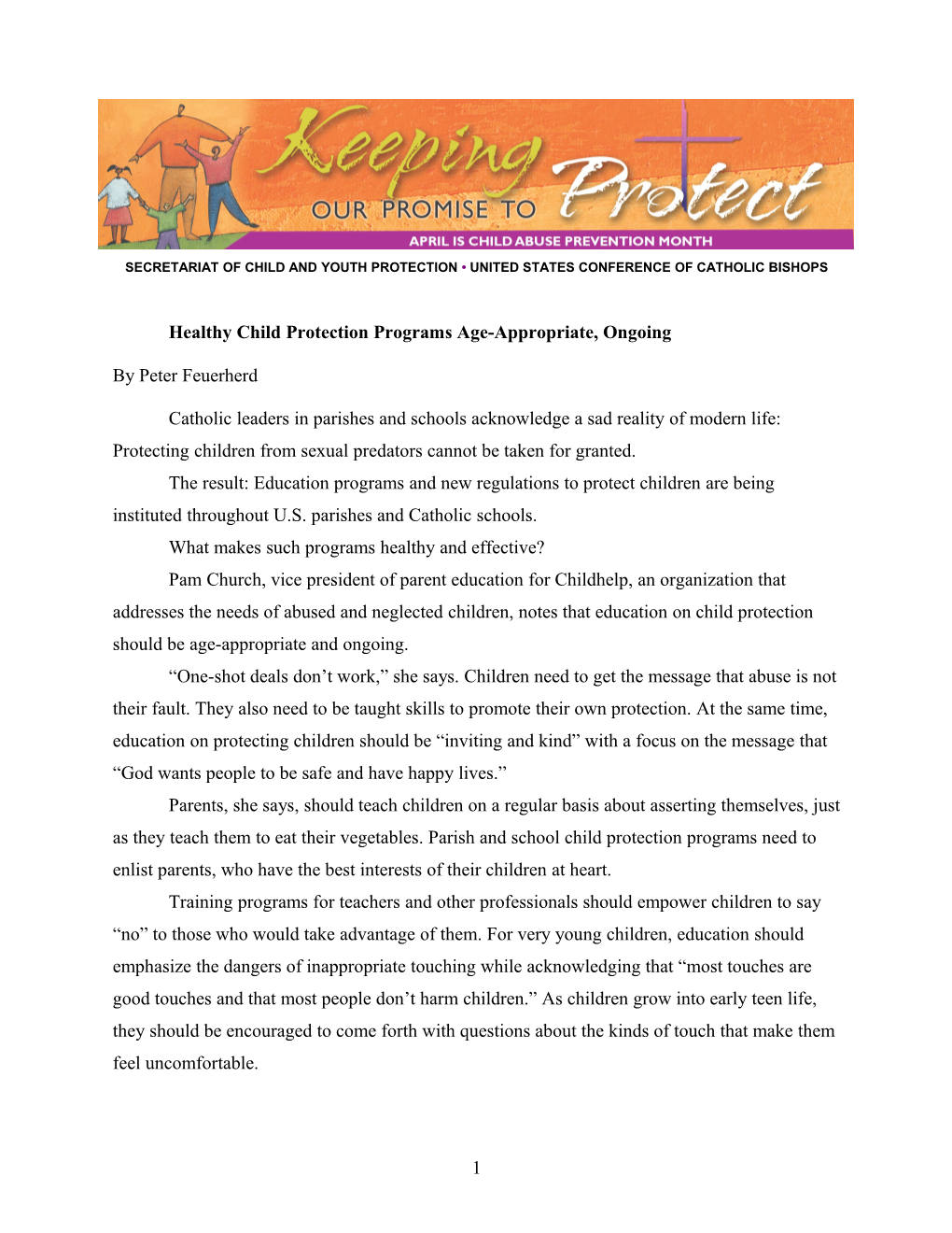 Healthy Child Protection Programs Age-Appropriate, Ongoing