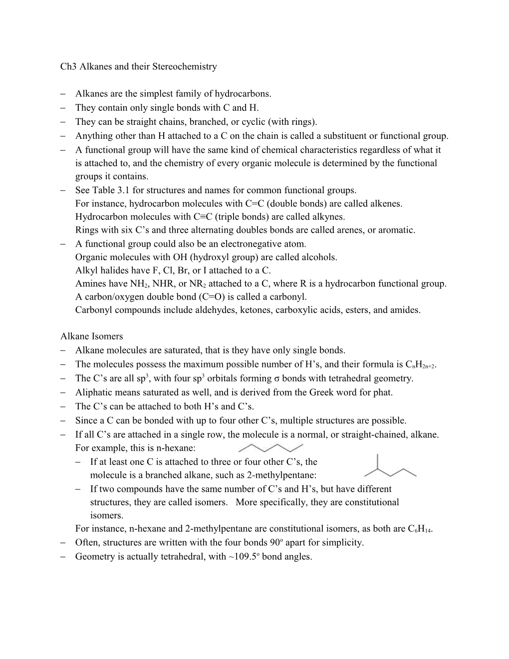 Ch3 Alkanes and Their Stereochemistry