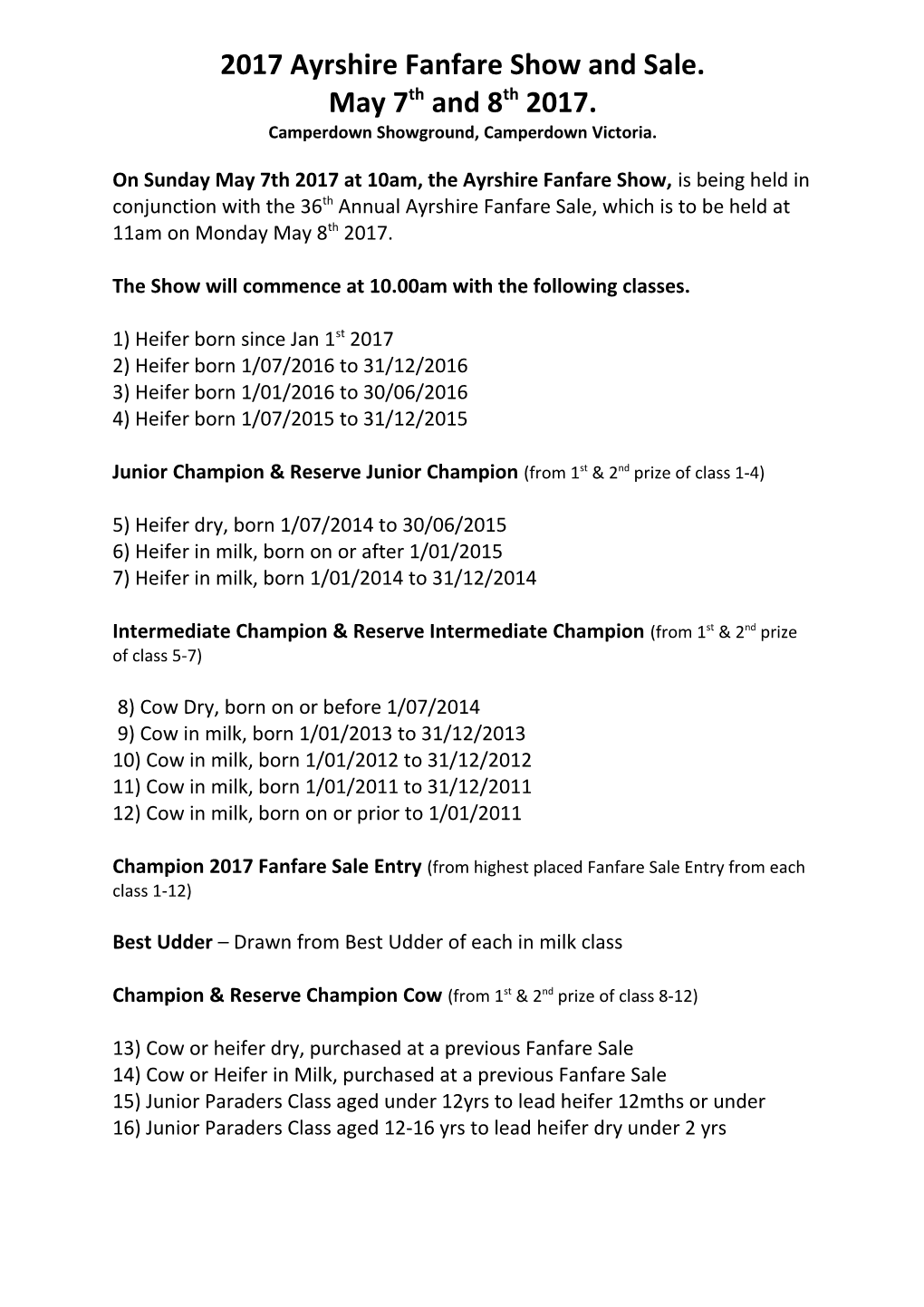 2017Ayrshire Fanfare Show and Sale