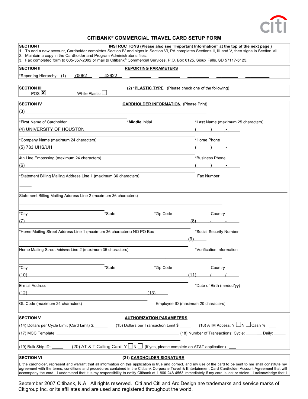 Government Travel Card (Individually Billed Account) Setup Form s1