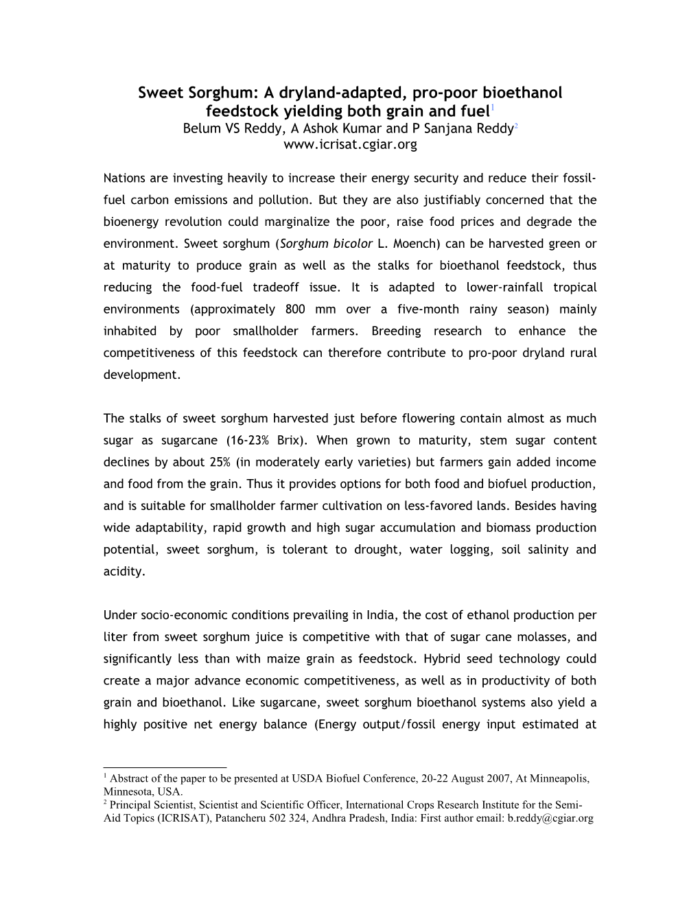 Sweet Sorghum: an Excellent Source for First and Second Generation Bioethanol Production