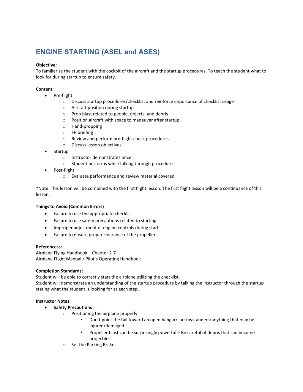 ENGINE STARTING (ASEL and ASES)