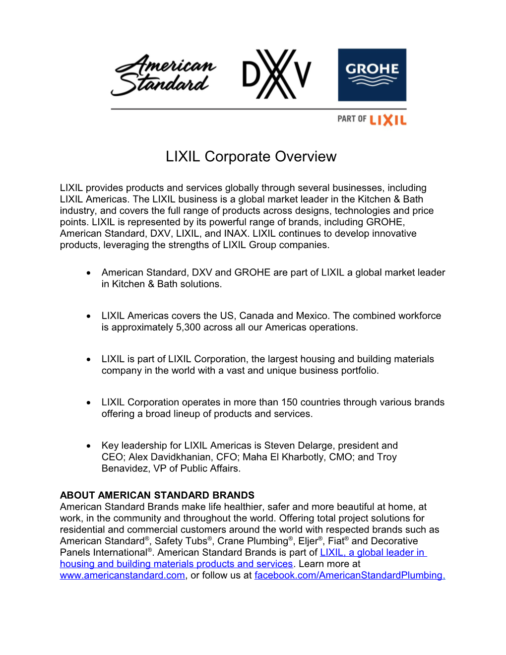 LIXIL Corporate Overview