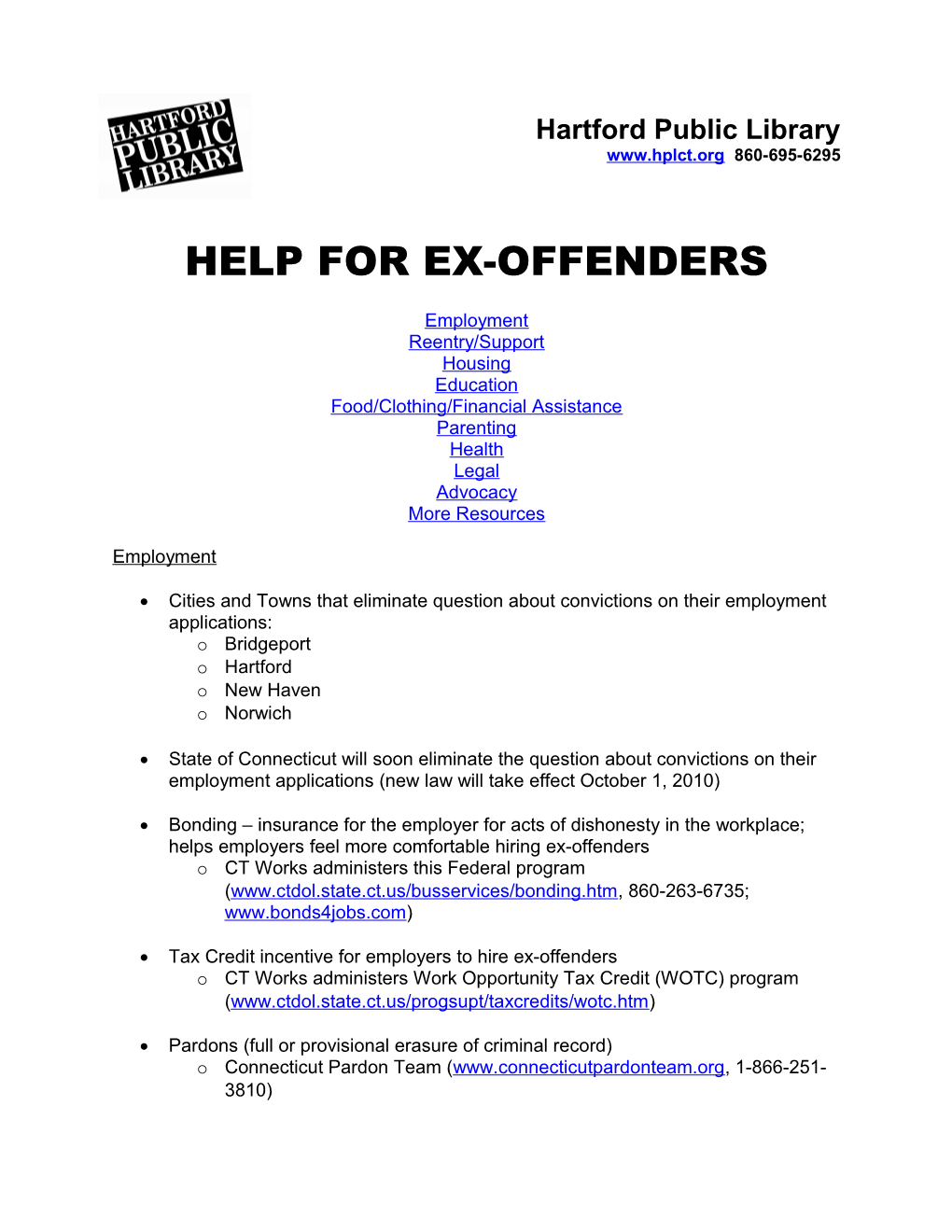 Help for Ex-Offenders