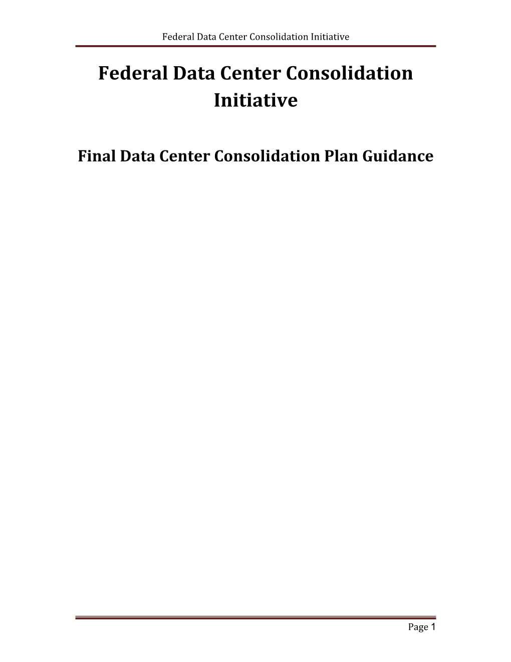 Data Center Consolidation Initiative