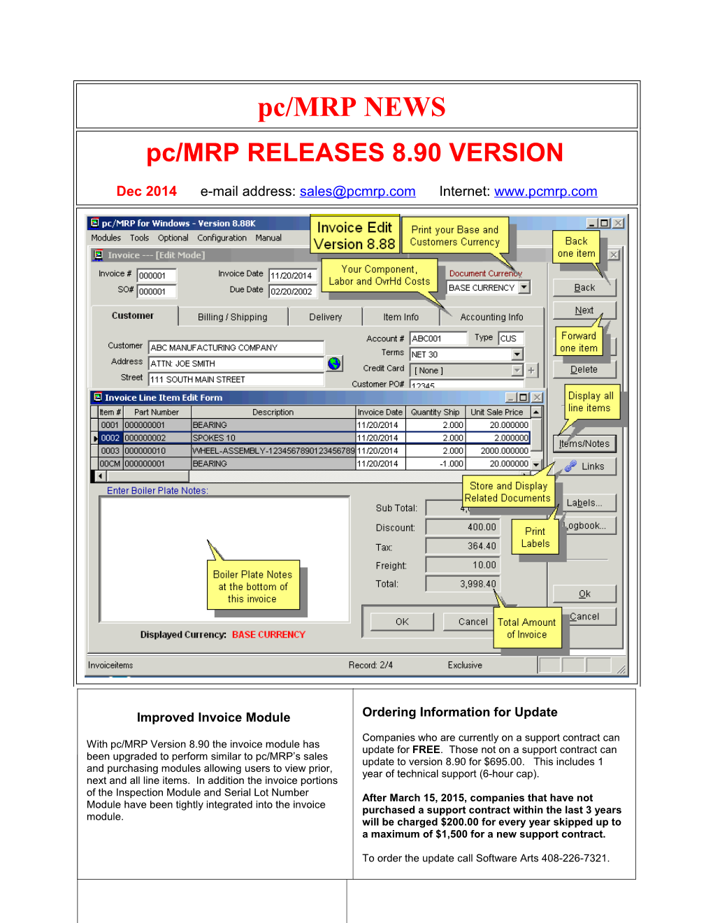 Pc/MRP Optional Quickbooks Interface Module $390.00