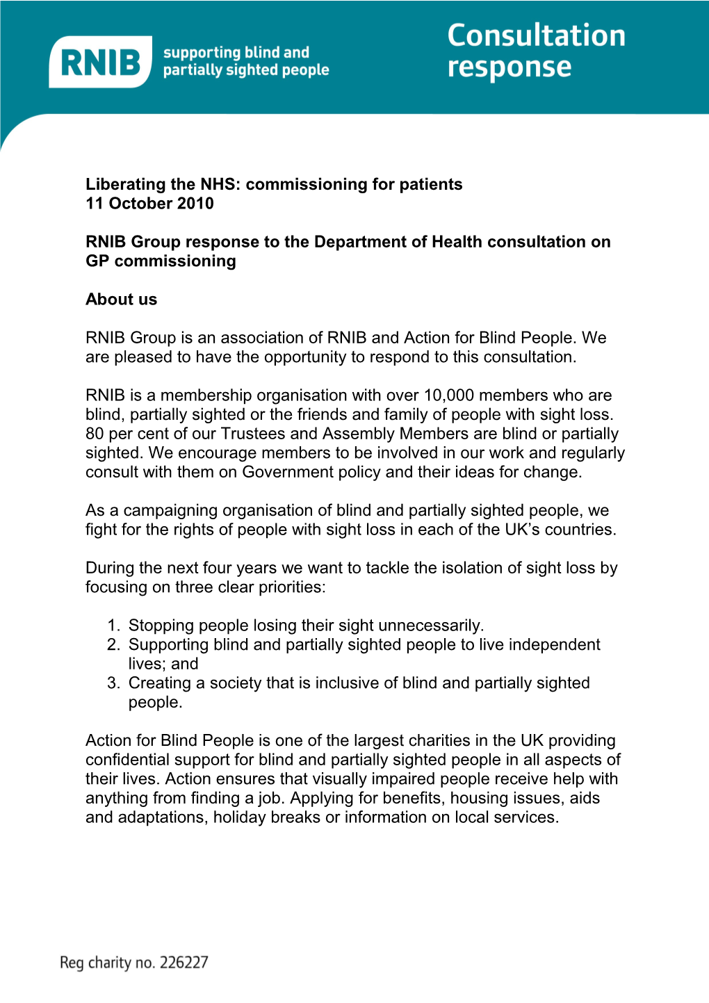 Liberating the NHS: Commissioning for Patients