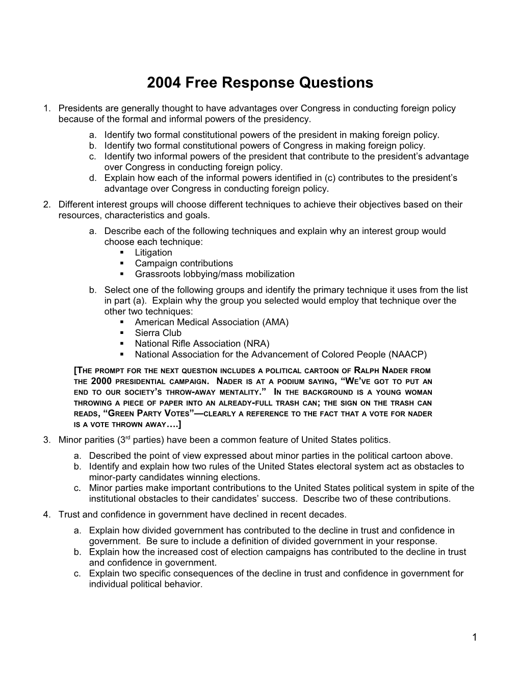 2000 Free Response Questions