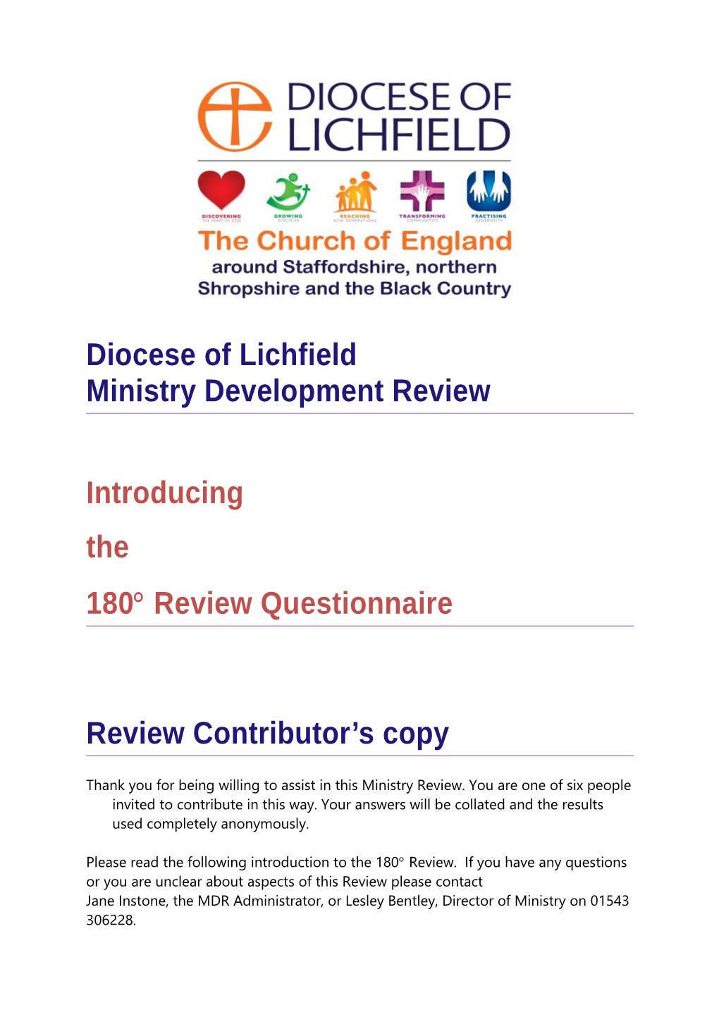 Diocese of Lichfield Ministry Development Review