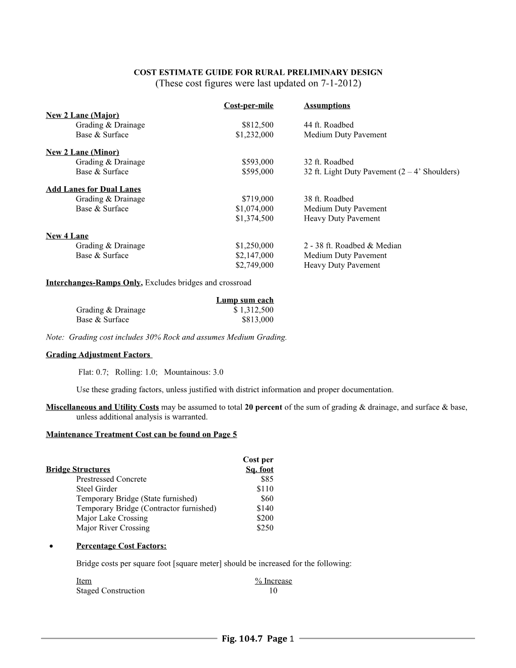 Cost Estimate Guide for Rural Preliminary Design s1