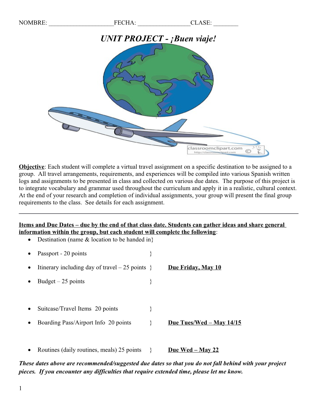 UNIT PROJECT - Buen Viaje!