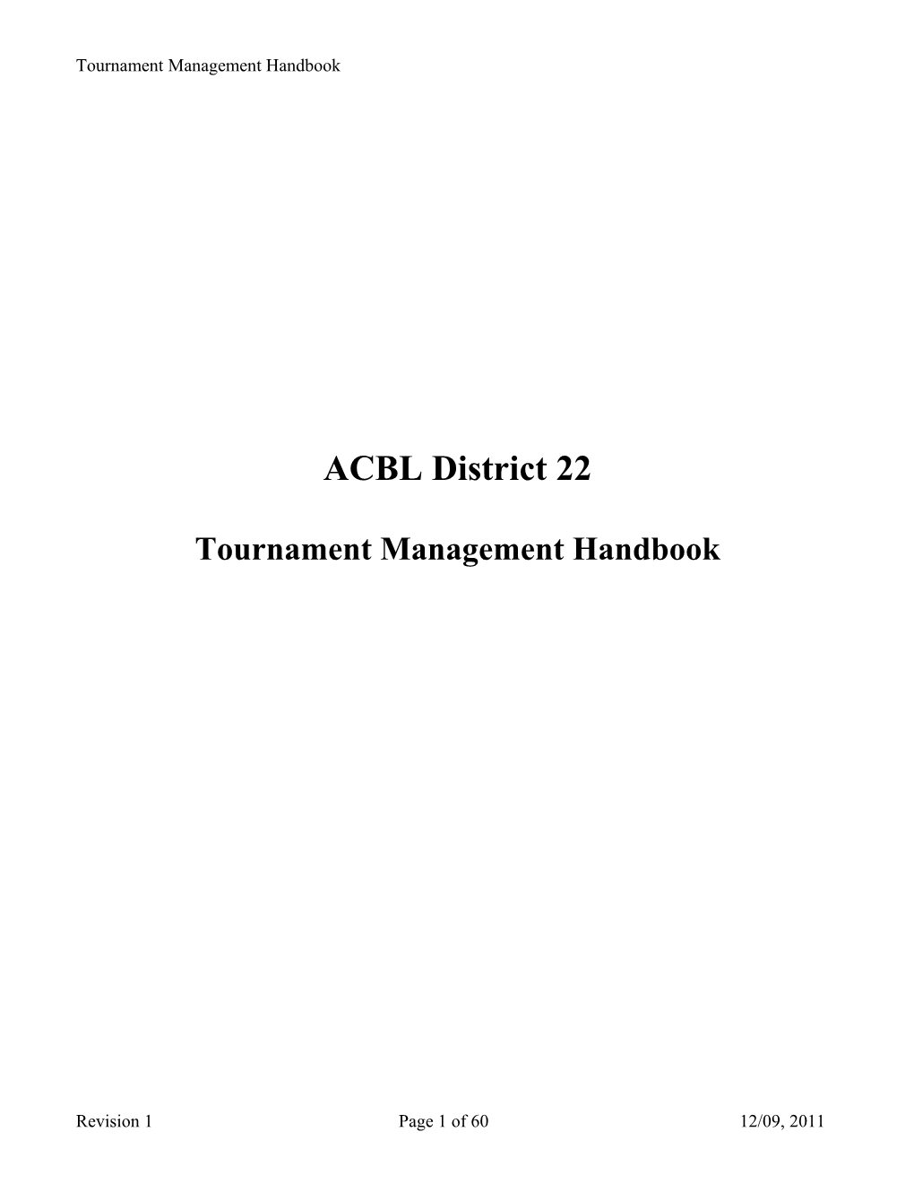 Tournament Management Handbook