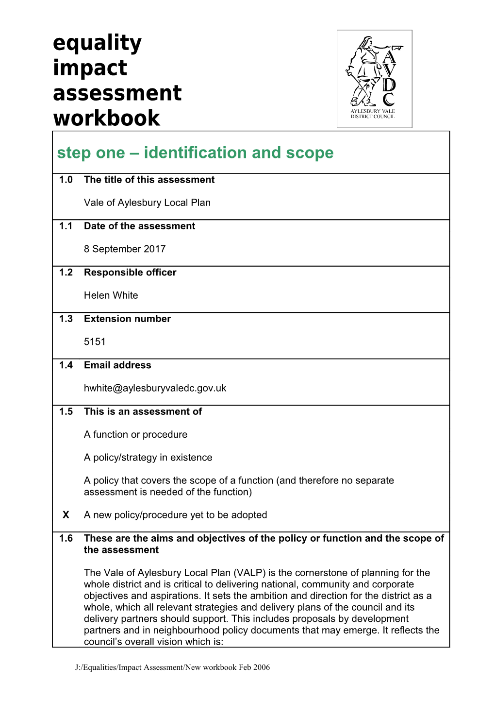 Step One Identification and Scope