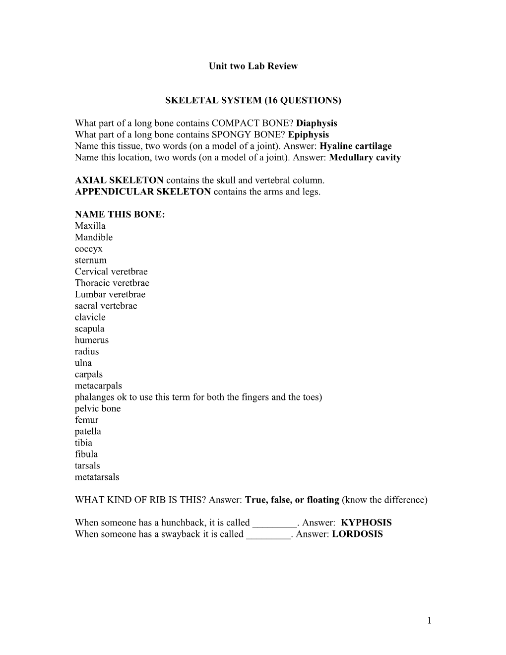 Unit Two Lab Review