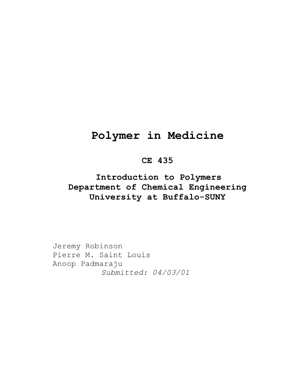 Polymer in Medecine