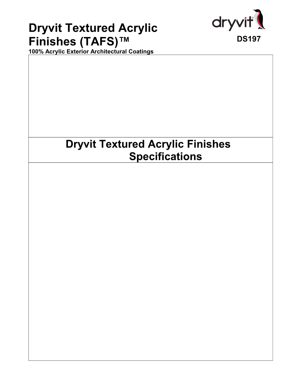 Dryvit Textured Acrylic Finishes (TAFS) - DS197