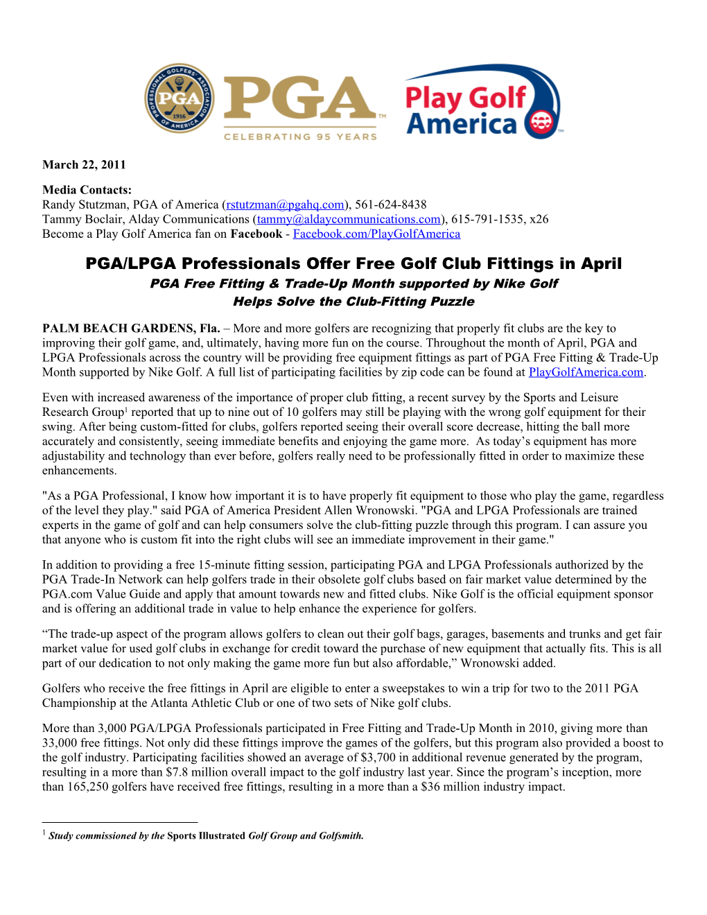 PGA Free Fitting & Trade up Month