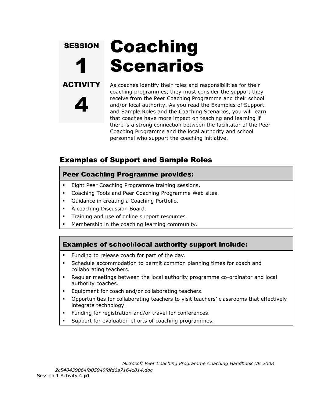 Examples of Support and Sample Roles