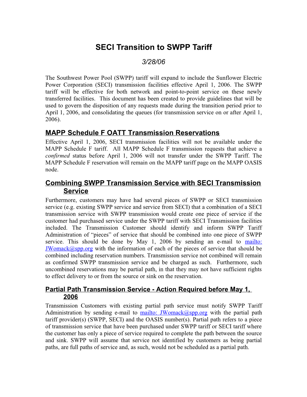 Midwest ISO Great River Energy OASIS Transition